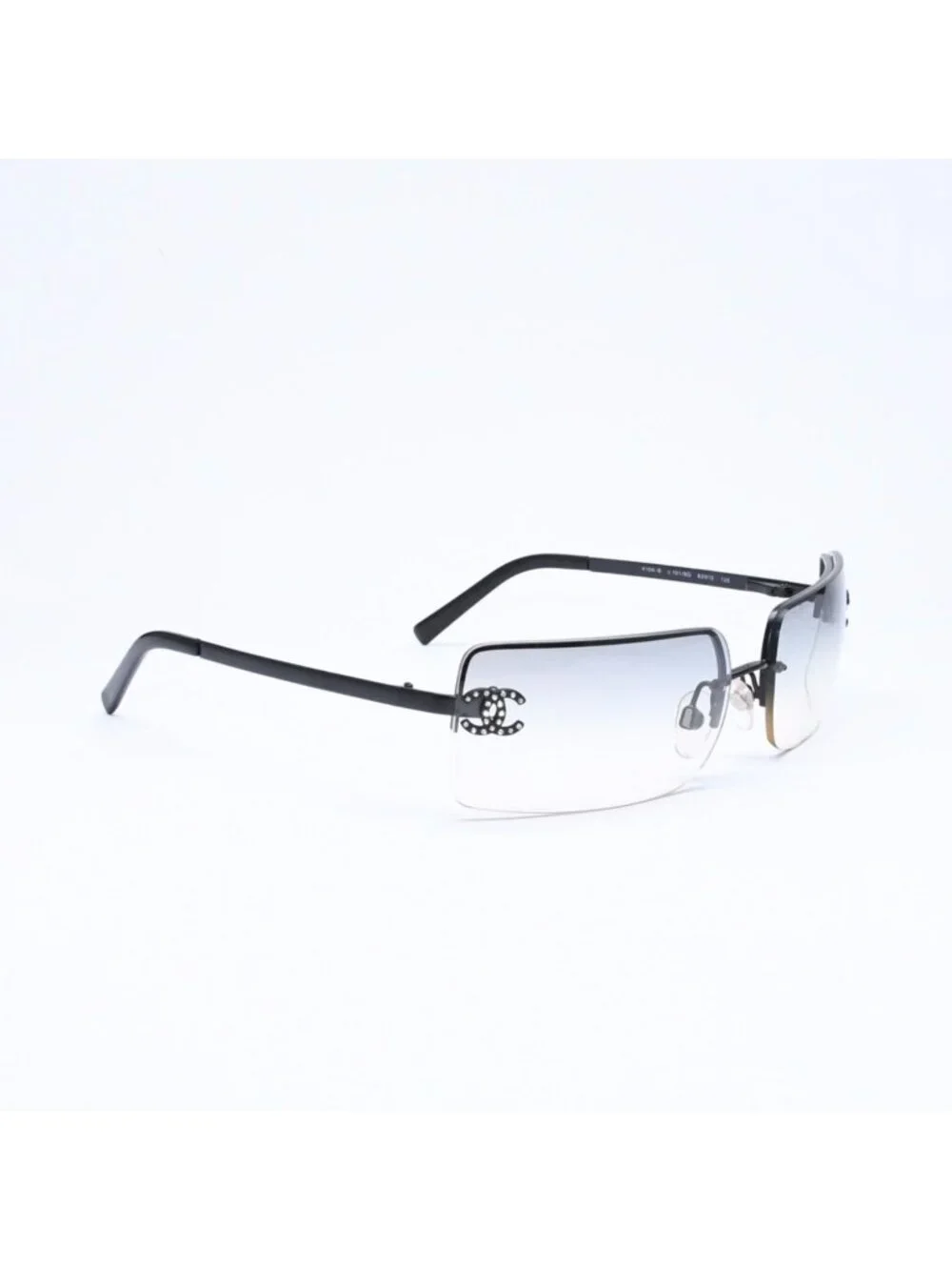 Chanel Half Rim Sunglasses Eyewear CC Logo Rhinestone